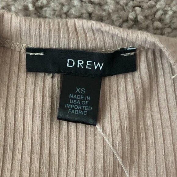 Drew Bodysuit XS NWT Sleeveless V-Neck Ribbed Cuban Sand Neutral Minimalist - Picture 3 of 10